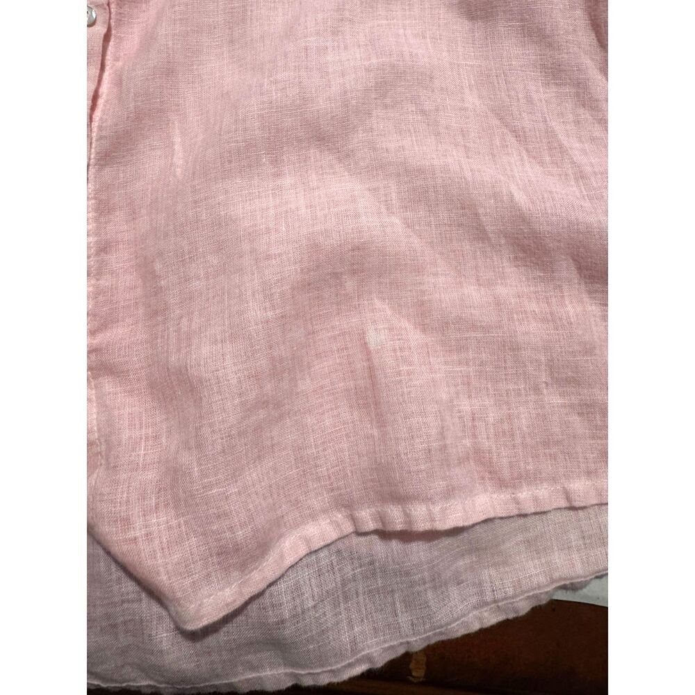 100% Linen button up shirt lagenlook blush pink 120z kno summer vacation women L - Picture 6 of 6